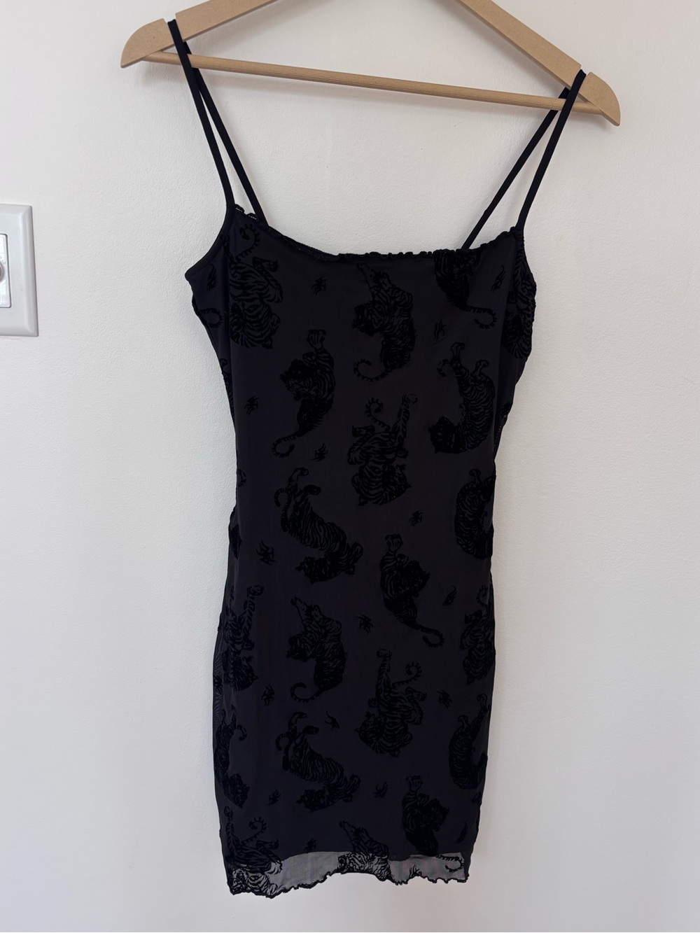 H&M Velvet Tiger Print Mini Bodycon Dress | Size S